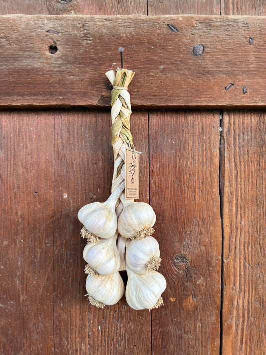 Handmade Organic Garlic Braid 1/2 Dozen